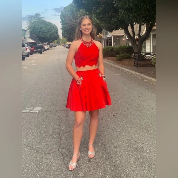 sachin and babi light blue dress Ava Presley Homecoming